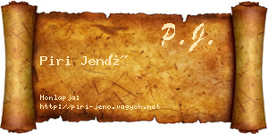 Piri Jenő névjegykártya